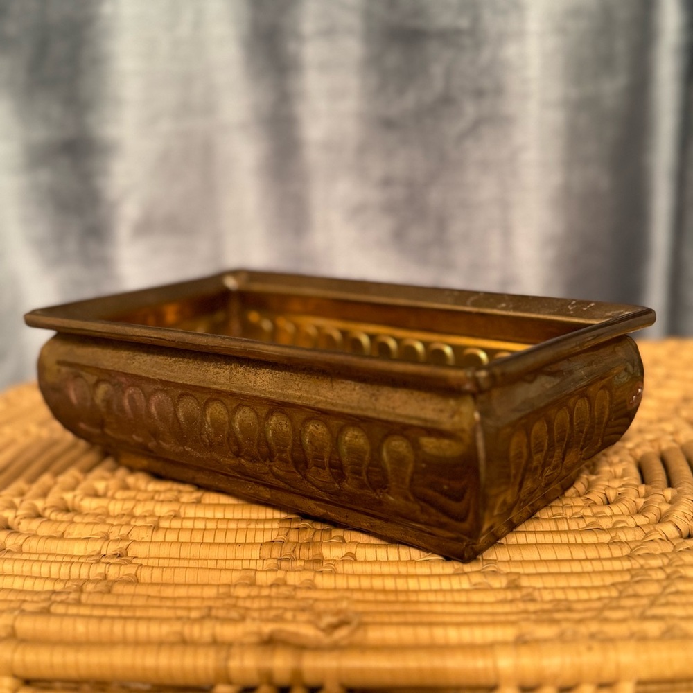 vintage brass planter, also known as a jardinière or cachepot.